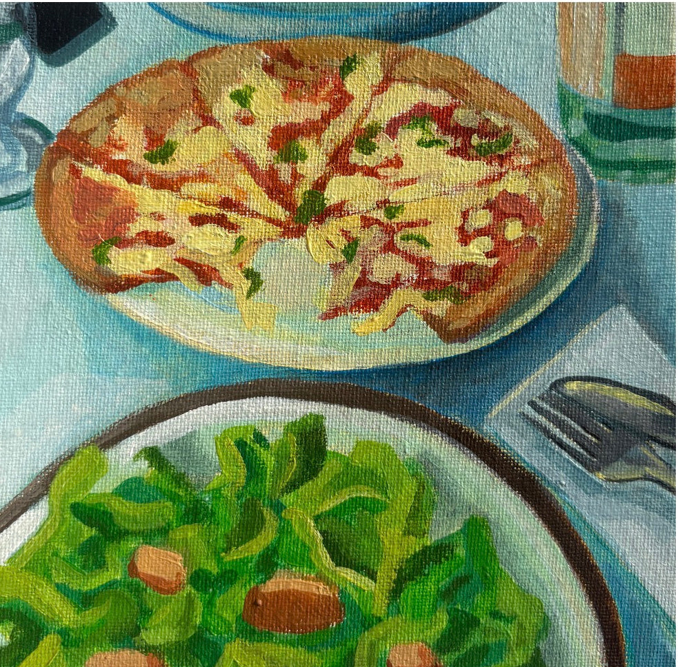 Dinner for two painting 5x5in